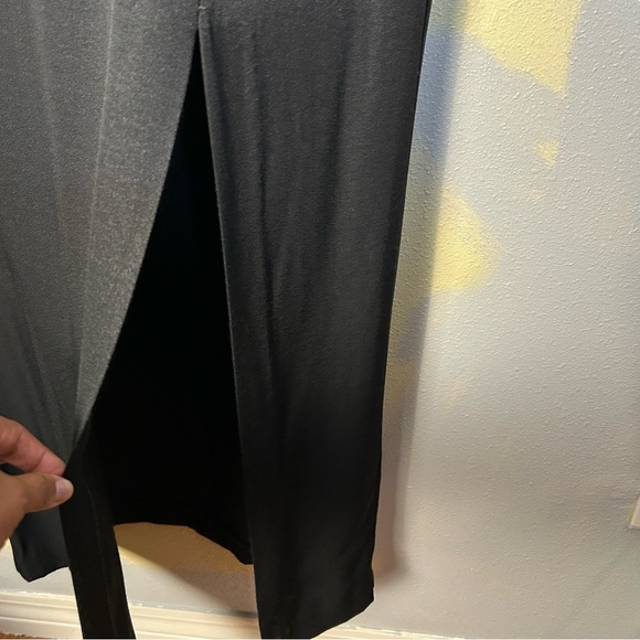 Vintage Jessica McClintock Gunne Sax Size 18W Black Ivory Lace Maxi Dress Slit - Picture 11 of 16